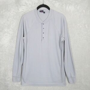 Patagonia Henley Shirt Men's Size Medium Capilene Long Sleeve Polyester Gray